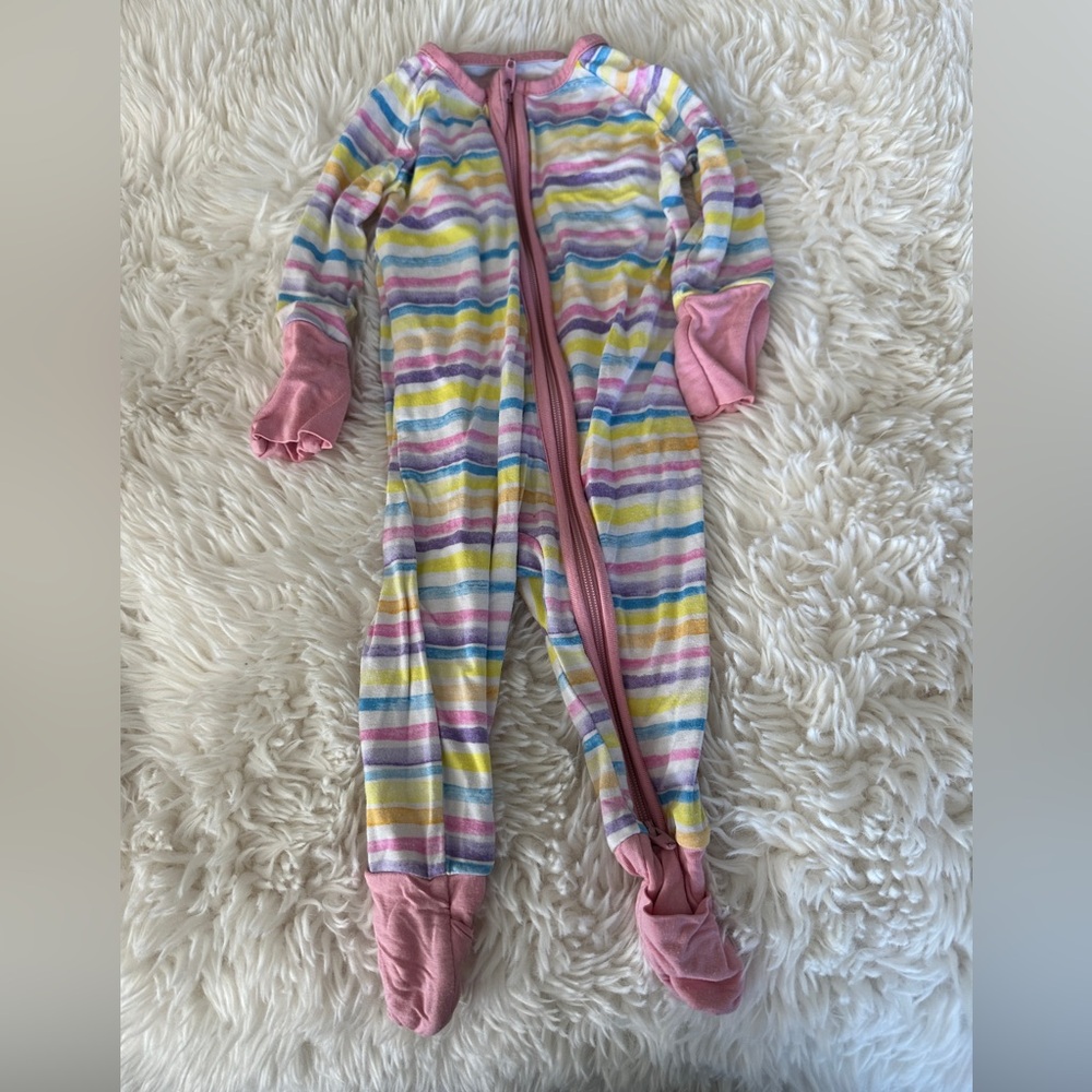 Newborn Little Sleepies Zipper Footie - stripes